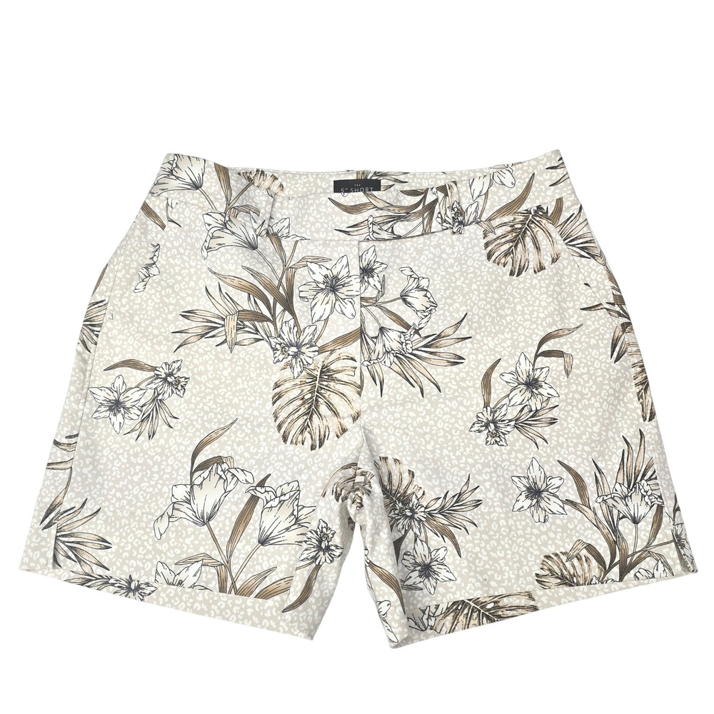 The Limited Tropical Floral Leopard Print Chino Shorts Womens Size 8 Resortwear